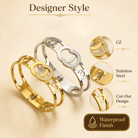 Bracelet manchette tendance en acier inoxydable plaqué or 18 carats PVD, bijoux de créateur de marque célèbre pour femmes
