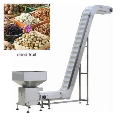 Cinta transportadora de escalada para frutas y verduras, Transportadora de elevación con alimentador de vibración