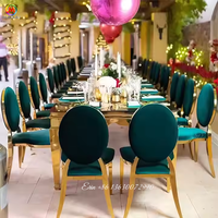 Chaise de Banquet Empilable en Acier Inoxydable pour Hôtel, Dorée, à Dossier Rond et Blanche, pour Mariages, Dîners et Événements