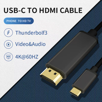 Conector usb c a hdmi 4k chapado en oro, 1m, 2m, 3m, tipo c a hdmi 4k @ 60hz