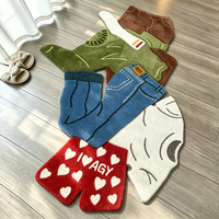 Tapis fait main tufté à la main, forme irrégulière originale, motif jeans, chaussures, pantalons, sur mesure, toutes tailles, découpé sur mesure, pour la décoration de chambre