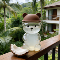 Couvre-couvercle en silicone en forme d'ours pour tasse à boire en verre avec paille, réutilisable pour jus froid et café