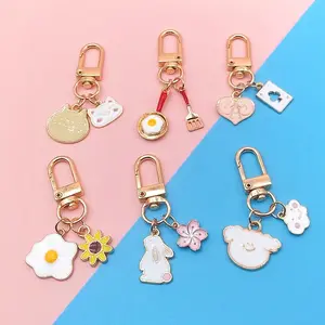 Factory direct sales cute keychain metal paint car key chain female bag pendant small gift customization Metal Key Chains