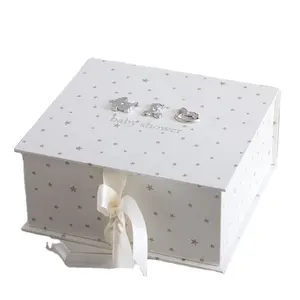 HXC Cute Infant Baptism White Packaging Sweet Candy Mum Gift Paper Baby Shower Box For Keepsake