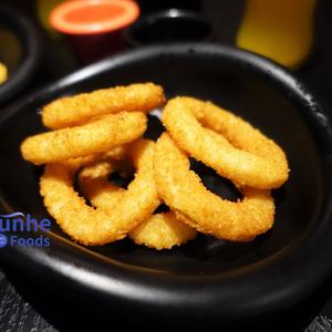 Paquete al por mayor de aros de cebolla veganos IQF <span class=keywords><strong>congelados</strong></span>, crujientes, estilo comida rápida, listos para freír en aire, <span class=keywords><strong>bajo</strong></span> en aceite, aptos para niños - Product Image 2