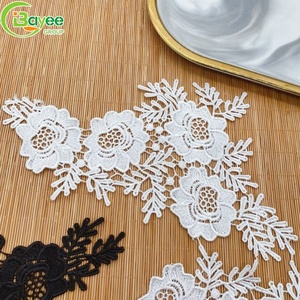 Patch en dentelle polyester soluble dans l'eau à motif ajouré, avec patch brodé personnalisé, pour couture et décoration de vêtements, vente en gros - Product Image 4