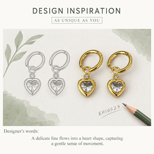 Pendientes de Aro con Forma de Corazón, Oro de 14K, Chapado al Vacío en Oro, Acero Inoxidable - Product Image 3