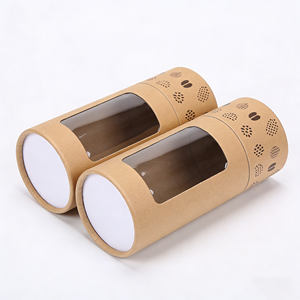 Eco Friendly Kraft Paper Tube with Window Cardboard Paper <b>Round</b> Packaging Tube clear PVC Window Paper Can - Product Image 3