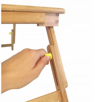 Bureau d'ordinateur en bambou/ Table portable pliable pour ordinateur portable avec porte-gobelet, ventilateur et tiroir