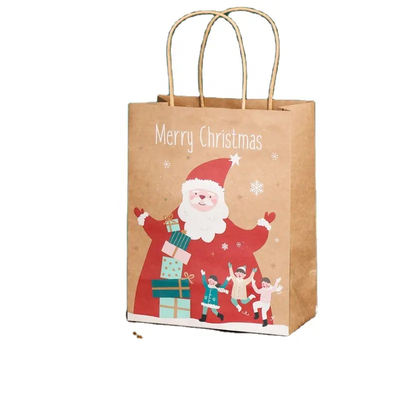 يد كرافت ورقة حقيبة عطلة شنطة هدايا إخراج شنطة هدايا لطيف التعبئة والتغليف الحلوى التعبئة والتغليف عيد الميلاد