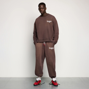 Basic Luxury Vintage Sun Faded Dyed Washed Streetwear Sweatshirts and Jogger Pants Matching Sets Tracksuit for Adult - Product Image 1