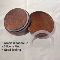 Juego de 3 Recipientes de Vidrio Transparente Apilables con Tapa de Madera para Almacenamiento de Alimentos, con Buen Sellado, para Uso Doméstico, en Promoción
