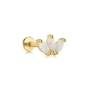 Gemnel 925 sterling silver custom cute earring 18k gold plated opal stud Pierced earrings