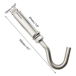 Anclaje de manguito tipo C o tipo O de acero inoxidable y acero al carbono, color plateado, marca Sardis/OEM, M6-M12, sujetador de construcción extraíble - Product Image 2