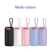 Power bank portabel pengisian daya, bank daya Cepat portabel 22.5W, tampilan LED 10000mAh, PD20W, dengan kabel 2 dalam 1