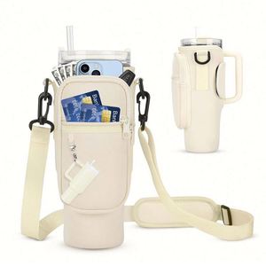 Portable Water Bottle <b>Lanyards</b> with Neoprene Shoulder Strap and Zipper Phone Pocket Cup Keychain for Gift - Product Image 4