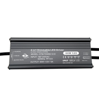 Fuente de fábrica SAA 0/1-10V 4 en 1 Regulable IP67 Voltaje constante Impermeable DC12V 5A Controlador LED 60W