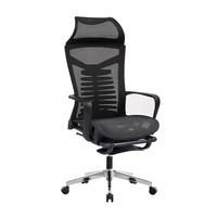 Chaise de bureau ergonomique noire à dossier haut en maille de haute qualité avec support lombaire réglable et pivotante pour ordinateur