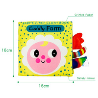 Livre en tissu pour enfants QB011, livre en tissu carré 3D pour bébé, livre jouet en papier froissé résistant aux déchirures