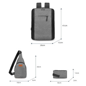 Sacs à dos d'affaires pour <span class=keywords><strong>ordinateur</strong></span> <span class=keywords><strong>portable</strong></span> en trois pièces, imperméables, en tissu Oxford, avec port USB, personnalisables, pour étudiants, vente en gros, nouvelle collection - Product Image 3
