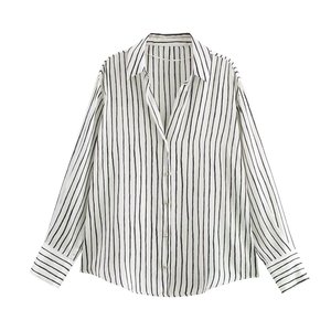 PB&amp;ZA Women 2025 Spring New Fashion <strong>Silky</strong> Texture Blouses Vintage Long Sleeve Female Blusas Chic <strong>Tops</strong> - Product Image 2
