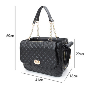 Sac de transport pliable pour animaux de compagnie, en cuir PU matelassé, écologique, de luxe, approuvé par les compagnies aériennes - Product Image 4
