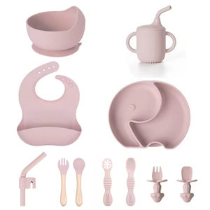 Bán buôn New bé Bộ Quà Tặng BPA FREE bộ đồ ăn & bé ăn Set với in voi Logo tùy chỉnh sơ sinh yếu tố cần thiết - Product Image 6
