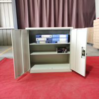 Casier métallique demi-hauteur à 2 portes battantes pour bureau, gain de place, petit meuble de bureau compact avec serrure