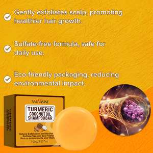 Nuevo jabón, barra <span class=keywords><strong>de</strong></span> champú <span class=keywords><strong>de</strong></span> cúrcuma para el crecimiento del cabello orgánico natural con barra <span class=keywords><strong>de</strong></span> champú regeneradora <span class=keywords><strong>de</strong></span> aceite <span class=keywords><strong>de</strong></span> coco - Product Image 5