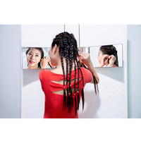 Meilleur produit auto-système de coupe de cheveux miroir noir miroir en verre véritable 360 miroir à 3 voies pour la coupe de cheveux
