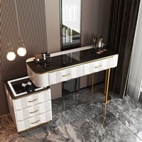 Table de toilette de chambre à coucher NOVA Nordic, style moderne minimaliste, multifonctionnelle, table de maquillage princesse, coiffeuse intelligente avec pieds dorés