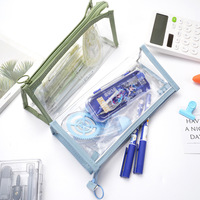 Trousse à crayons personnalisée avec logo en PVC, fermeture éclair, fournitures scolaires pour les étudiants, trousse de maquillage, organiseur de cosmétiques
