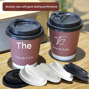 <b>Custom</b> Biodegradable Disposable Coffee <b>Cup</b> 6oz 8oz 12oz 16oz Double Wall Kraft Paper Hot Tea <b>Cup</b> With Lids - Product Image 4