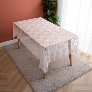 <span class=keywords><strong>Mantel</strong></span> Rectangular de Nailon <span class=keywords><strong>con</strong></span> Diseño Geométrico de Encaje Blanco Estilo Campestre Francés, <span class=keywords><strong>con</strong></span> Recortes de Pestañas, para Mesa de Café, Boda - Product Image 5