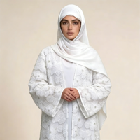 Abaya musulmane ajustée grande taille longueur cheville manches longues en polyester faite à la main légère infroissable respirante antistatique