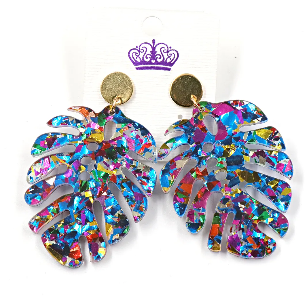 ERS180ER1317 Monstera Leaf Pendientes de acrílico de Palma tropical para mujer Fiestas hechas a mano Nuevo diseño Plástico hecho a mano