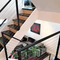 HIMOWAY Balustrade carrée pour balcon, garde-corps en câble d'acier inoxydable, quincaillerie pour escaliers, design de garde-corps de terrasse, main courante extérieure