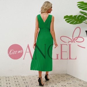 KISS ME <span class=keywords><strong>ANGEL</strong></span> <span class=keywords><strong>summer</strong></span> nuovo vestito sexy da donna da donna con scollo a V e collo plissettato in tinta unita sexy abito da donna - Product Image 6