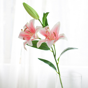 Altri Fiori e Piante Decorative, Steli di Fiori Artificiali Realistici per Decorazioni Matrimoniali, Grandi Dimensioni, 3 Teste, <span class=keywords><strong>Giglio</strong></span> Bianco - Product Image 5