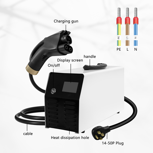 E-Mingze DC Portable EV Charger 7KW Home Use Moveable With 14-50 Plug CEE Plug 32A CCS1 CCS2 GBT Fast EV Charging Station