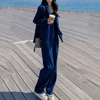2025 à la mode femmes décontracté solide col cranté Blazer ensemble-détail à rabat, couture avant pantalon pour bureau et intelligent décontracté