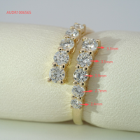 Bague demi-éternité pour femme Starsgem, bijoux fins, tailles assorties, dégradé, diamant synthétique, or massif 10K, diamant cultivé en laboratoire