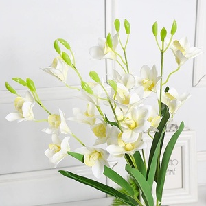 Wholesale 20 Heads Artificial <strong>Small</strong> Cymbidium Orchid 56cm Real Touch PVC Flowers for Home Garden Decoration - Product Image 1