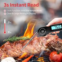 Termometer daging Digital layar LCD, pengukur suhu makanan instan membaca makanan dengan lampu latar untuk dapur BBQ air susu memasak makanan