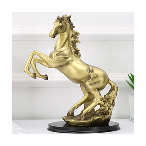 polyresin sculpture animalière grandeur nature d'or de fibre de verre de résine statues de cheval à vendre - Product Image 2