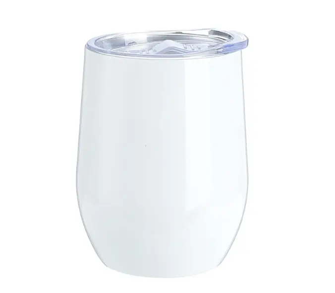 Ready To Ship Stainless Steel Double Wall 12 Oz Sublimation White Steel Natural Wine Glass Egg Cup With Lid