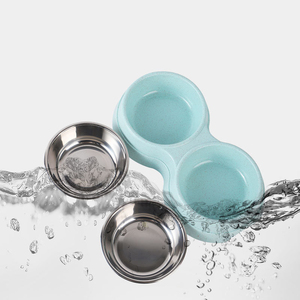 Cuencos de acero inoxidable para perros, dos tazones desmontables, color verde, azul y rosa, venta al por mayor - Product Image 3