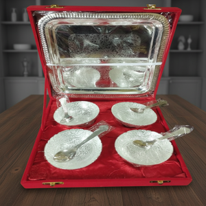 Bol en métal ton argent de luxe vaisselle ethnique pour la décoration de la maison Festival mariage artisanat salle à manger présentation retour cadeau Diwali - Product Image 2