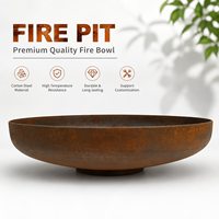 Brasero d'extérieur durable en acier Corten pour jardin et patio, avec foyer rond en bois, idéal pour projets d'aménagement paysager commercial