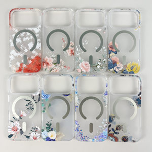 Coque de téléphone transparente avec aimant à fleurs mates pour iPhone 17 16 15 14 13 12 11 Pro Max, compatible avec la charge sans fil, antichoc - Product Image 4